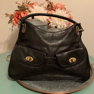 Kenneth Cole black leather shoulder purse.